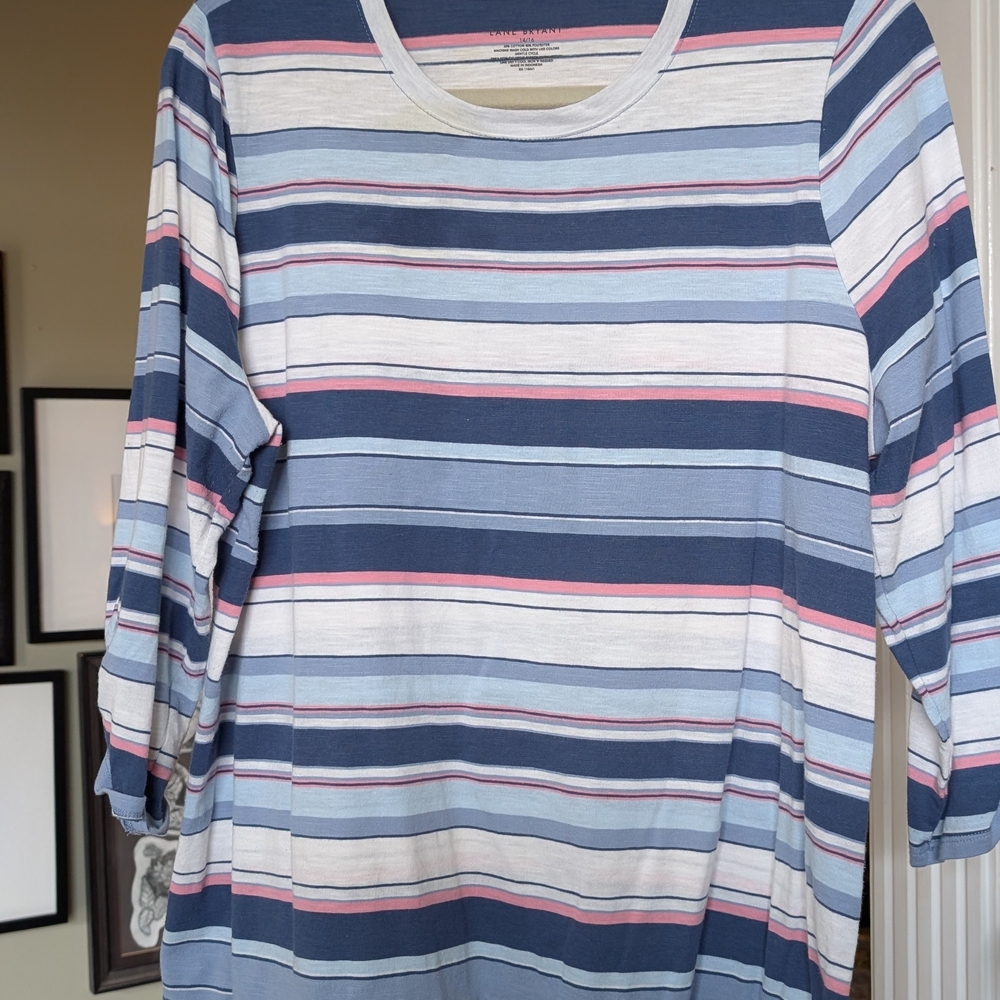 Lane Bryant Multicolor Striped Long Sleeve Top